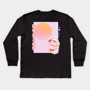 Japanese Strawberry Milk Ichigo Miruku Aesthetic Kids Long Sleeve T-Shirt